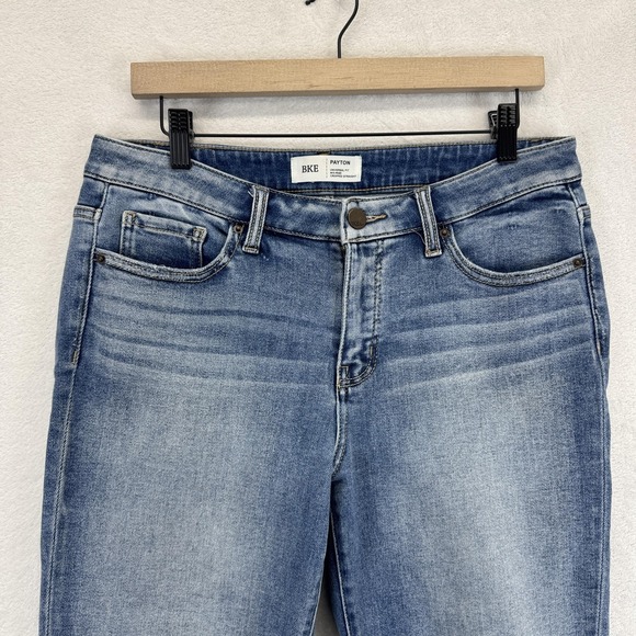 BKE Payton Jeans Womens 30x28 Blue Stretch Raw Hem Ankle Skinny Denim Distressed - Picture 3 of 9